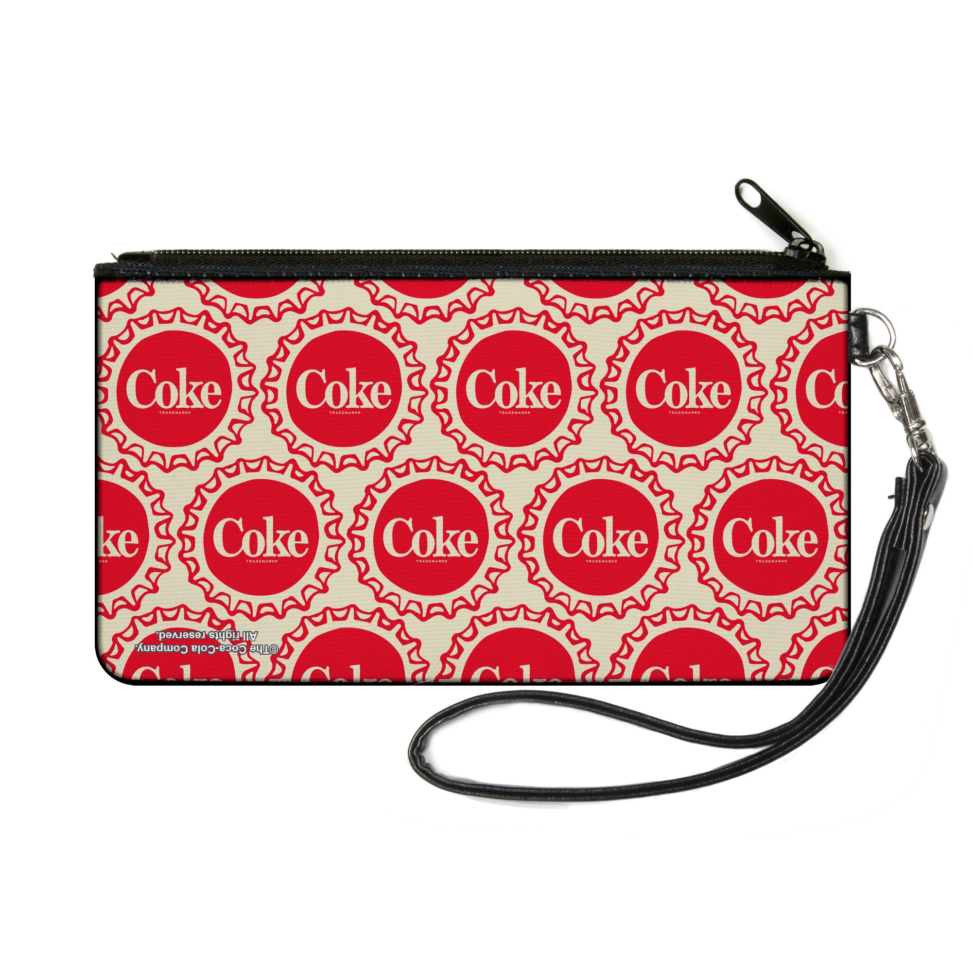 Canvas Zipper Wallet - SMALL - Coca-Cola COKE Bottle Caps Collage White/Red Canvas Zipper Wallets Coca-Cola