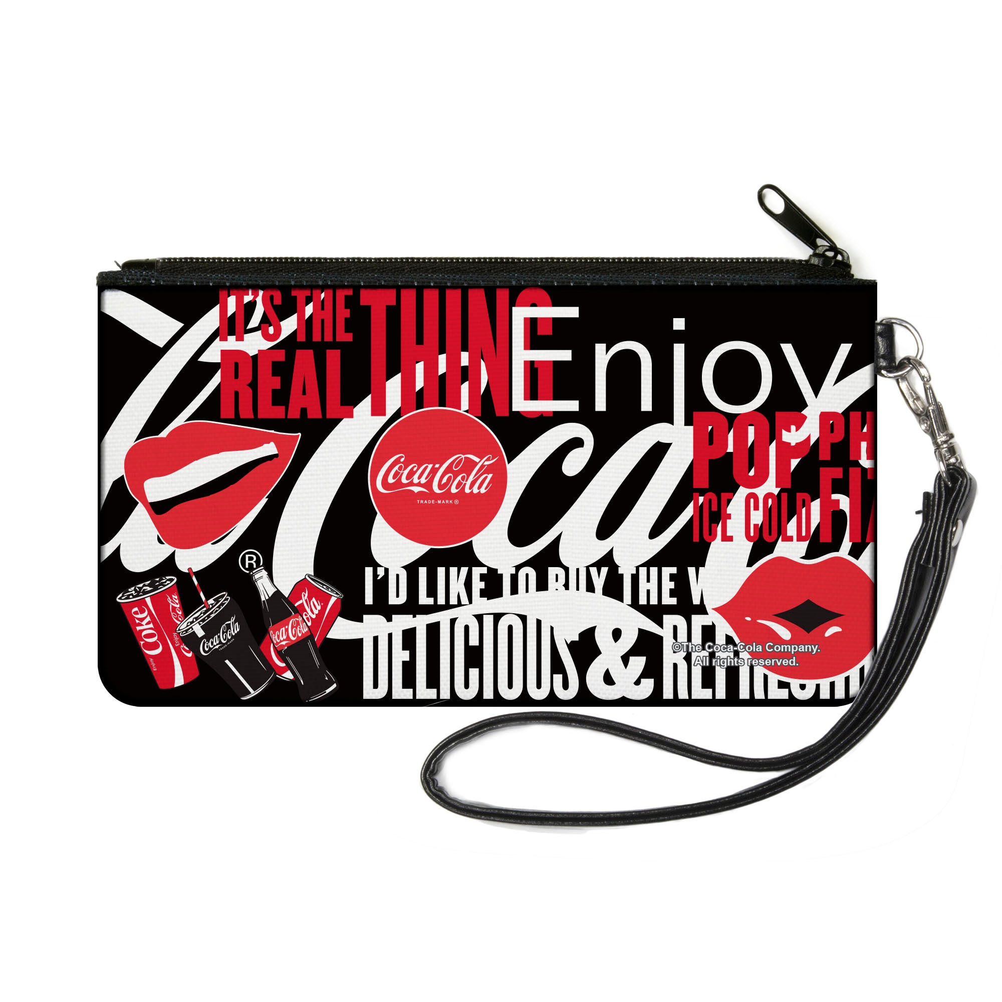 Canvas Zipper Wallet - SMALL - Coca-Cola IT'S THE REAL THING Collage Black/Red/White Canvas Zipper Wallets Coca-Cola