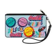 Canvas Zipper Wallet - SMALL - COCA-COLA DELICIOUS REFRESHING Bottle Caps Light Blue/Multi Color Canvas Zipper Wallets Coca-Cola