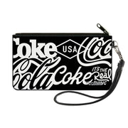 Canvas Zipper Wallet - SMALL - COCA-COLA COKE Typography IT'S THE REAL THING Black/White Canvas Zipper Wallets Coca-Cola