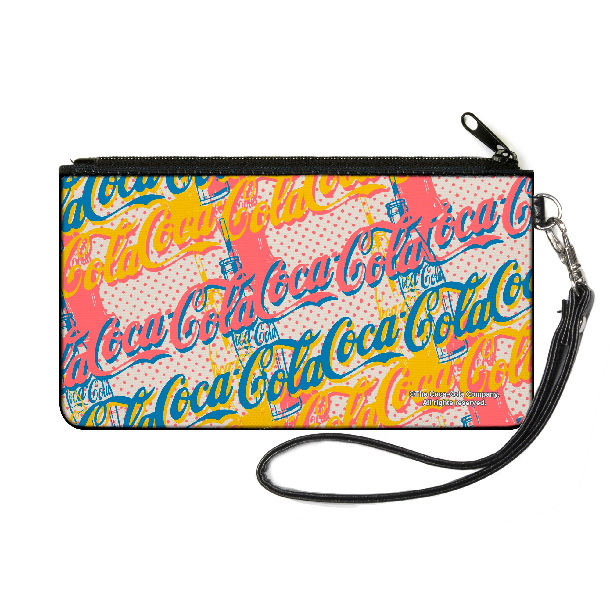 Canvas Zipper Wallet - SMALL - COCA-COLA Script Logo Stacked Pop Art White/Multi Pastel Canvas Zipper Wallets Coca-Cola
