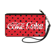 Canvas Zipper Wallet - SMALL - DRINK COCA-COLA COKE Polka Dot Red/Black/White Canvas Zipper Wallets Coca-Cola