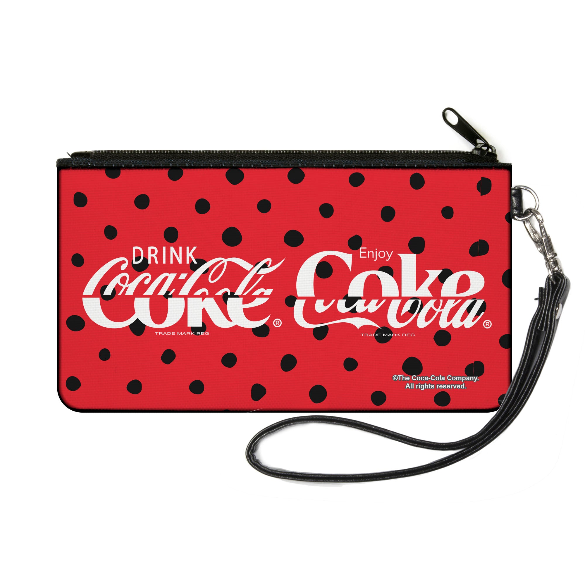 Canvas Zipper Wallet - SMALL - DRINK COCA-COLA COKE Polka Dot Red/Black/White Canvas Zipper Wallets Coca-Cola