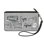 Canvas Zipper Wallet - SMALL - Coca-Cola ENJOY REFRESH Can and Bottle Grays/White/Black Canvas Zipper Wallets Coca-Cola