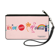 Canvas Zipper Wallet - SMALL - Coca-Cola ENJOY Vibrant Icons Collage Pinks/Multi Color Canvas Zipper Wallets Coca-Cola