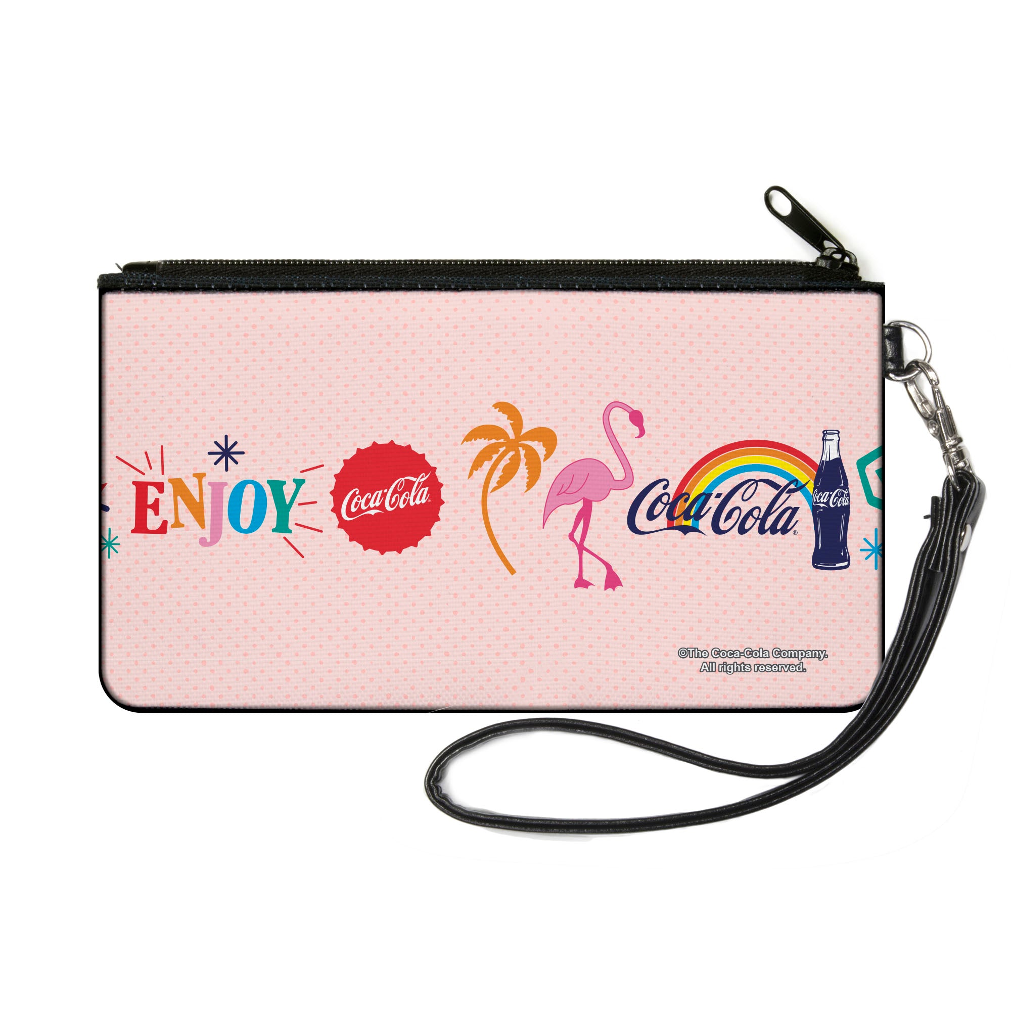 Canvas Zipper Wallet - SMALL - Coca-Cola ENJOY Vibrant Icons Collage Pinks/Multi Color Canvas Zipper Wallets Coca-Cola