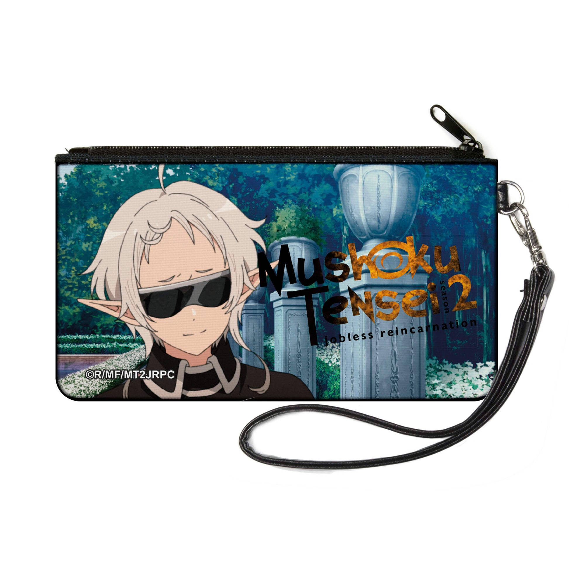 Canvas Zipper Wallet - SMALL - MUSHOKU TENSEI Guard Fitz Garden Scene and Title Logo Canvas Zipper Wallets Mushoku Tensei Jobless Reincarnation