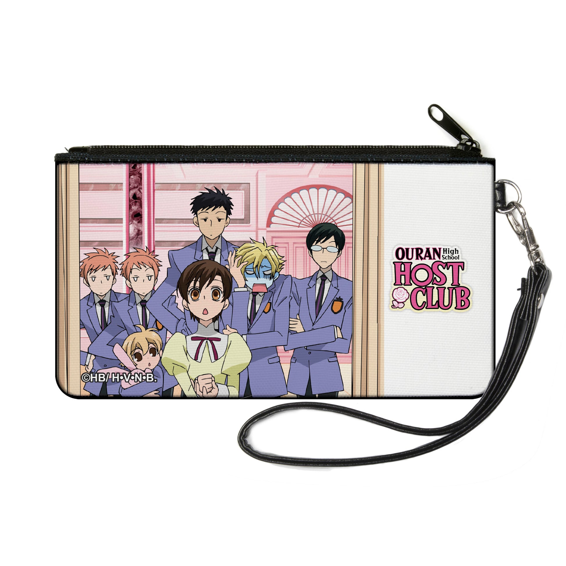 Canvas Zipper Wallet - SMALL - OURAN HIGH SCHOOL HOST CLUB Haruhi with Six Boys Group Pose and Title Logo Canvas Zipper Wallets Ouran High School Host Club
