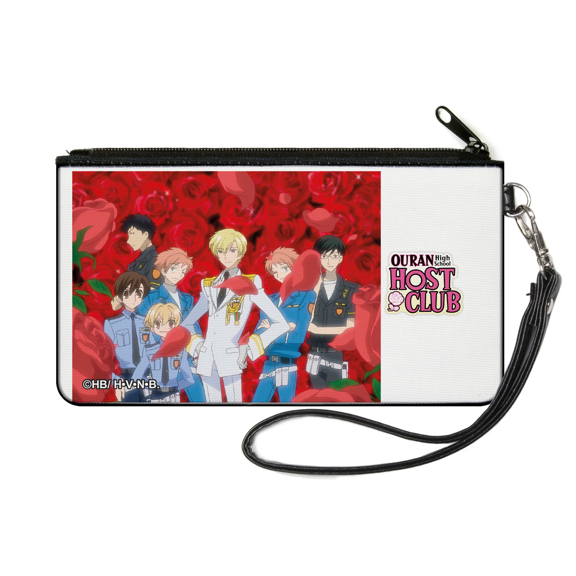 Canvas Zipper Wallet - SMALL - OURAN HIGH SCHOOL HOST CLUB Seven Member Rose Petals Group Pose and Title Logo Canvas Zipper Wallets Ouran High School Host Club