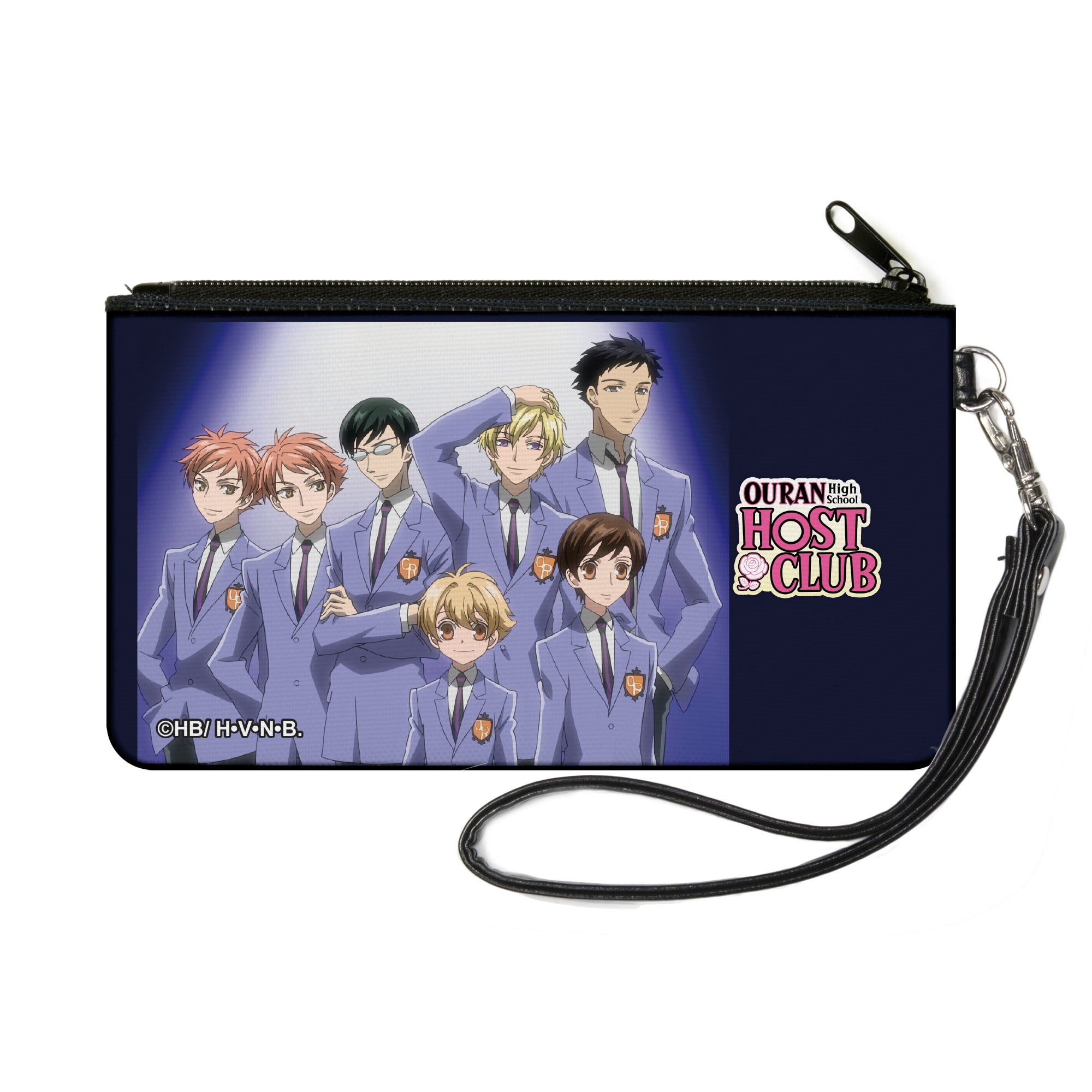 Canvas Zipper Wallet - SMALL - OURAN HIGH SCHOOL HOST CLUB Blue Glow Group Pose and Title Logo Canvas Zipper Wallets Ouran High School Host Club