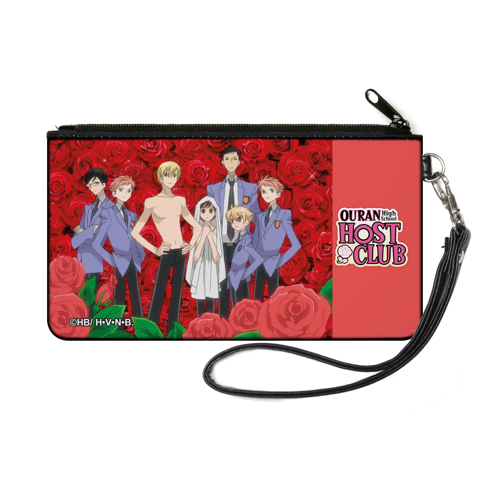 Canvas Zipper Wallet - SMALL - OURAN HIGH SCHOOL HOST CLUB Red Roses Group Pose and Title Logo Canvas Zipper Wallets Ouran High School Host Club