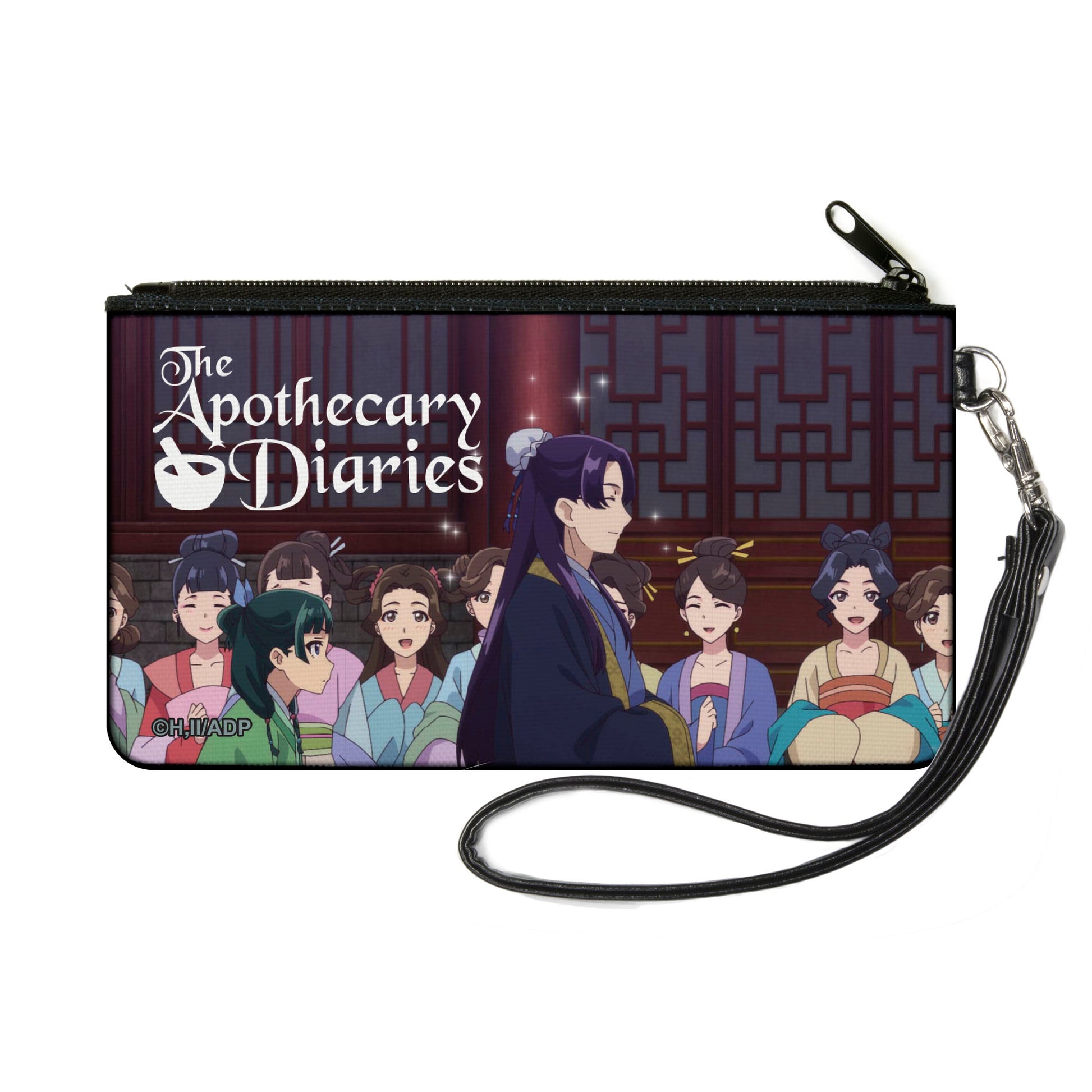 Canvas Zipper Wallet - SMALL - THE APOTHECARY DIARIES Maomao Following Jinshi Scene and Title Logo Black Canvas Zipper Wallets The Apothercary Diaries