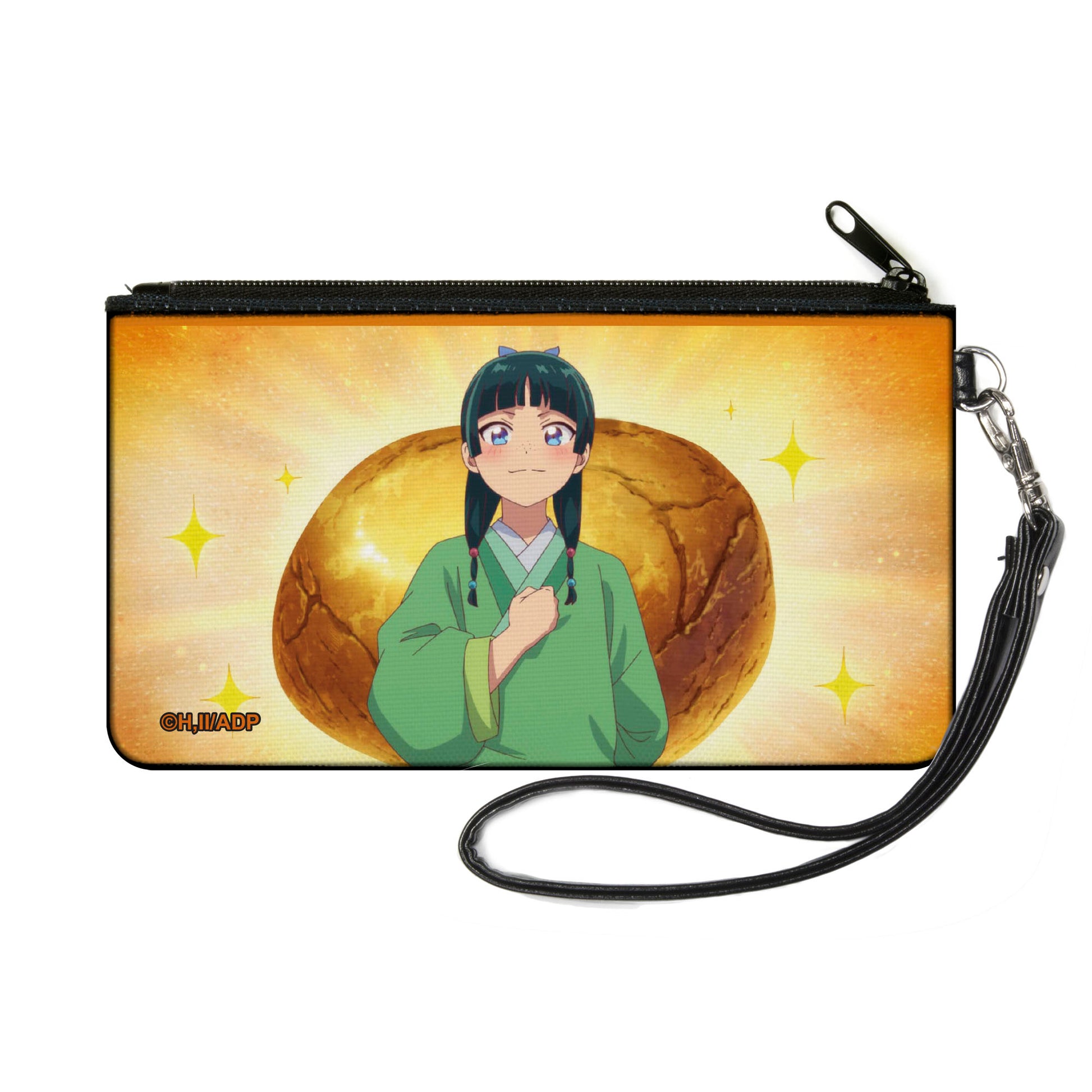 Canvas Zipper Wallet - SMALL - The Apothecary Diaries Maomao Rock Pose and Stars Yellows Canvas Zipper Wallets The Apothercary Diaries