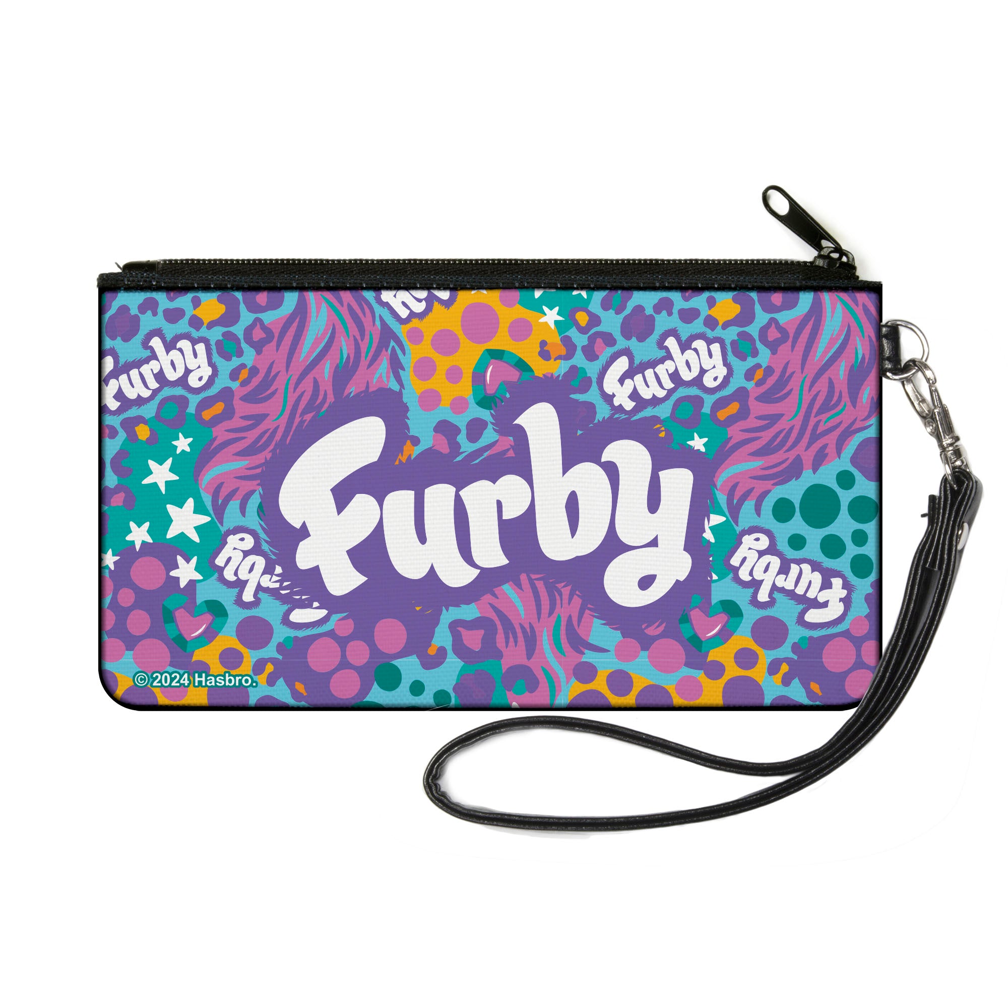 Canvas Zipper Wallet - SMALL - FURBY Title Logo Fur Print Blues/Purple/White Canvas Zipper Wallets Furby