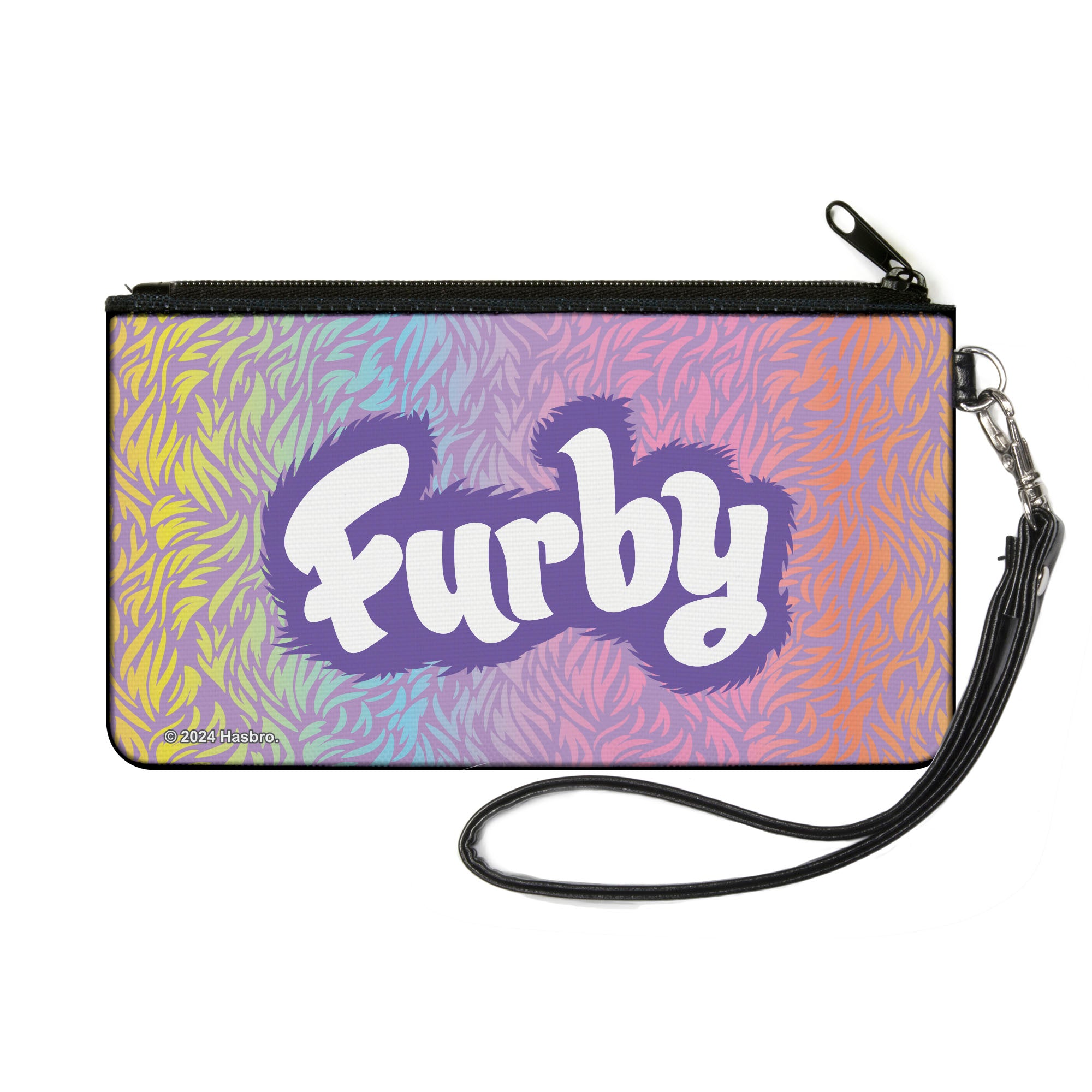 Canvas Zipper Wallet - SMALL - FURBY Title Logo Fur Print Multi Color/Purple/White Canvas Zipper Wallets Furby