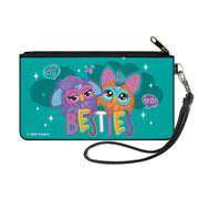 Canvas Zipper Wallet - SMALL - Furby Purple and Orange Furby BESTIES Pose Teal Canvas Zipper Wallets Furby