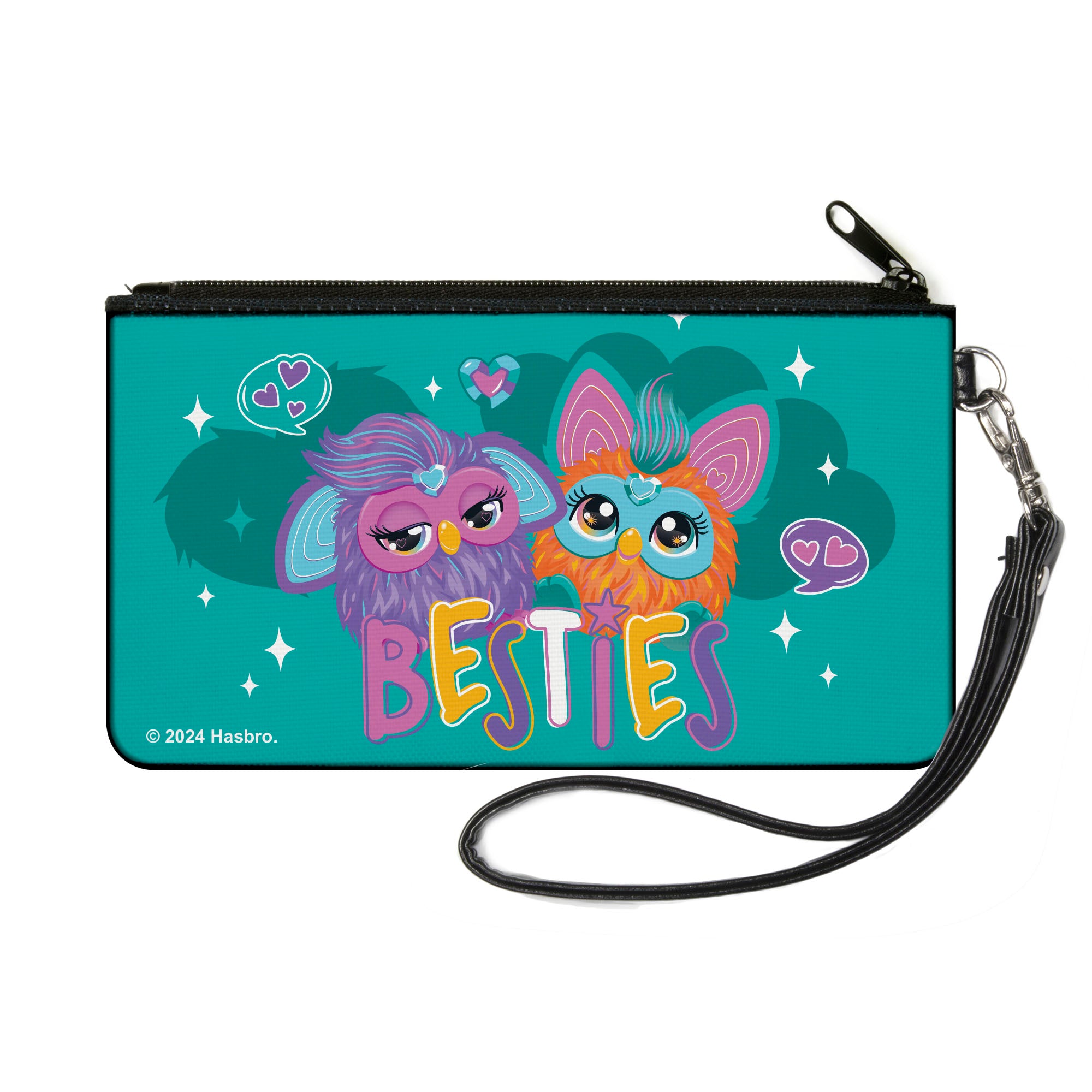 Canvas Zipper Wallet - SMALL - Furby Purple and Orange Furby BESTIES Pose Teal Canvas Zipper Wallets Furby