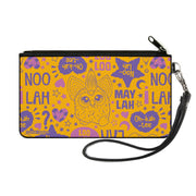 Canvas Zipper Wallet - SMALL - Furby Furbish Phrases and Icons Orange/Pink/Purple Canvas Zipper Wallets Furby