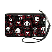Canvas Zipper Wallet - SMALL - Skelanimals Character Collage Black/Gray/Red/White Canvas Zipper Wallets Skelanimals