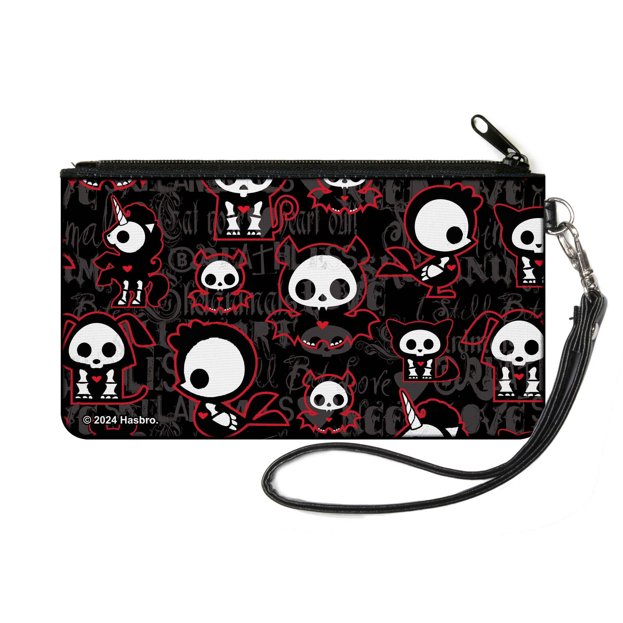 Canvas Zipper Wallet - SMALL - Skelanimals Character Collage Black/Gray/Red/White Canvas Zipper Wallets Skelanimals