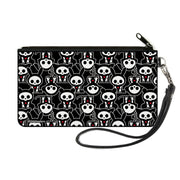 Canvas Zipper Wallet - SMALL - Skelanimals Animal Flip Poses Stacked Black/White/Red Canvas Zipper Wallets Skelanimals