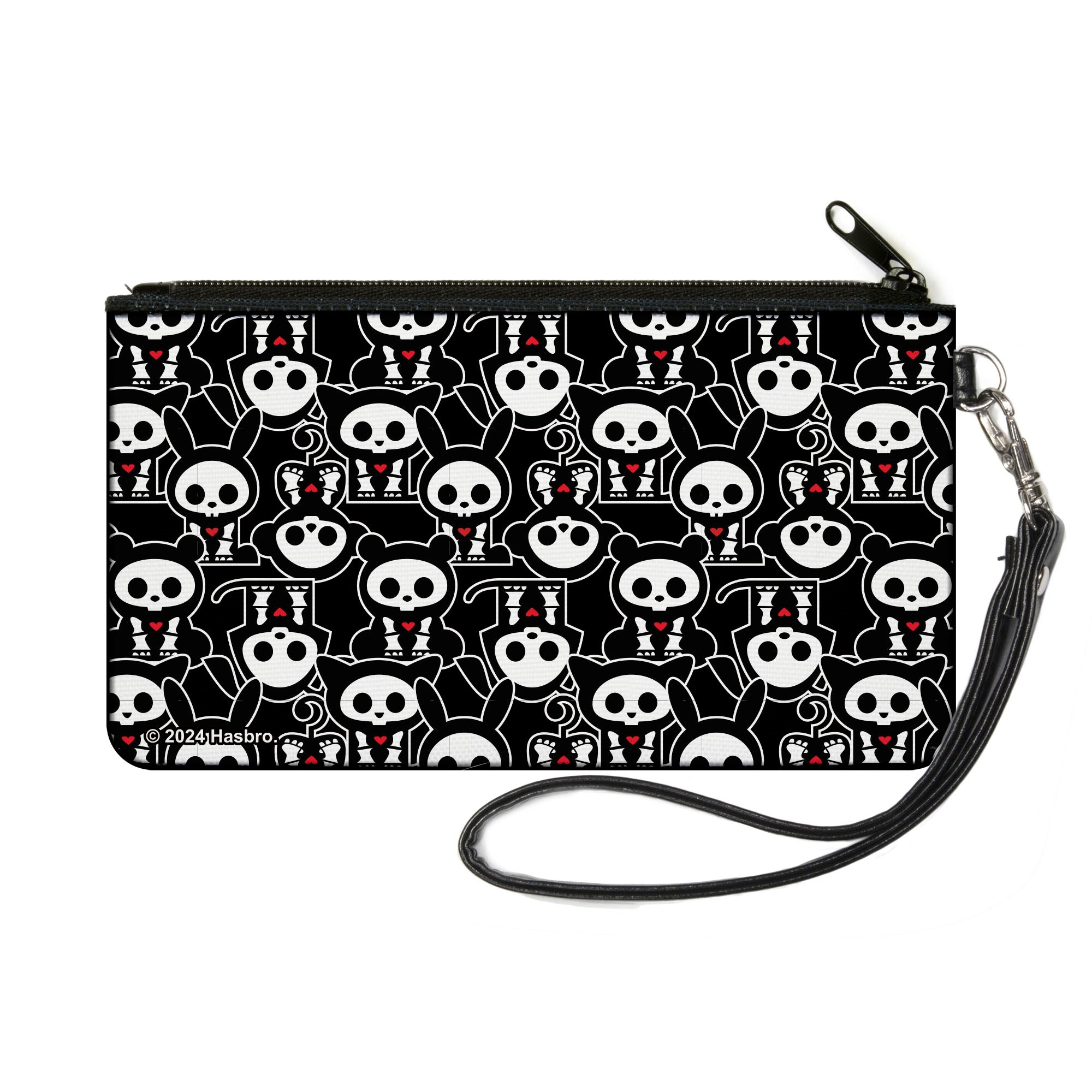 Canvas Zipper Wallet - SMALL - Skelanimals Animal Flip Poses Stacked Black/White/Red Canvas Zipper Wallets Skelanimals