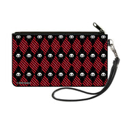 Canvas Zipper Wallet - SMALL - Skelanimals Face Logo Diamond Plaid Black/Red/White Canvas Zipper Wallets Skelanimals