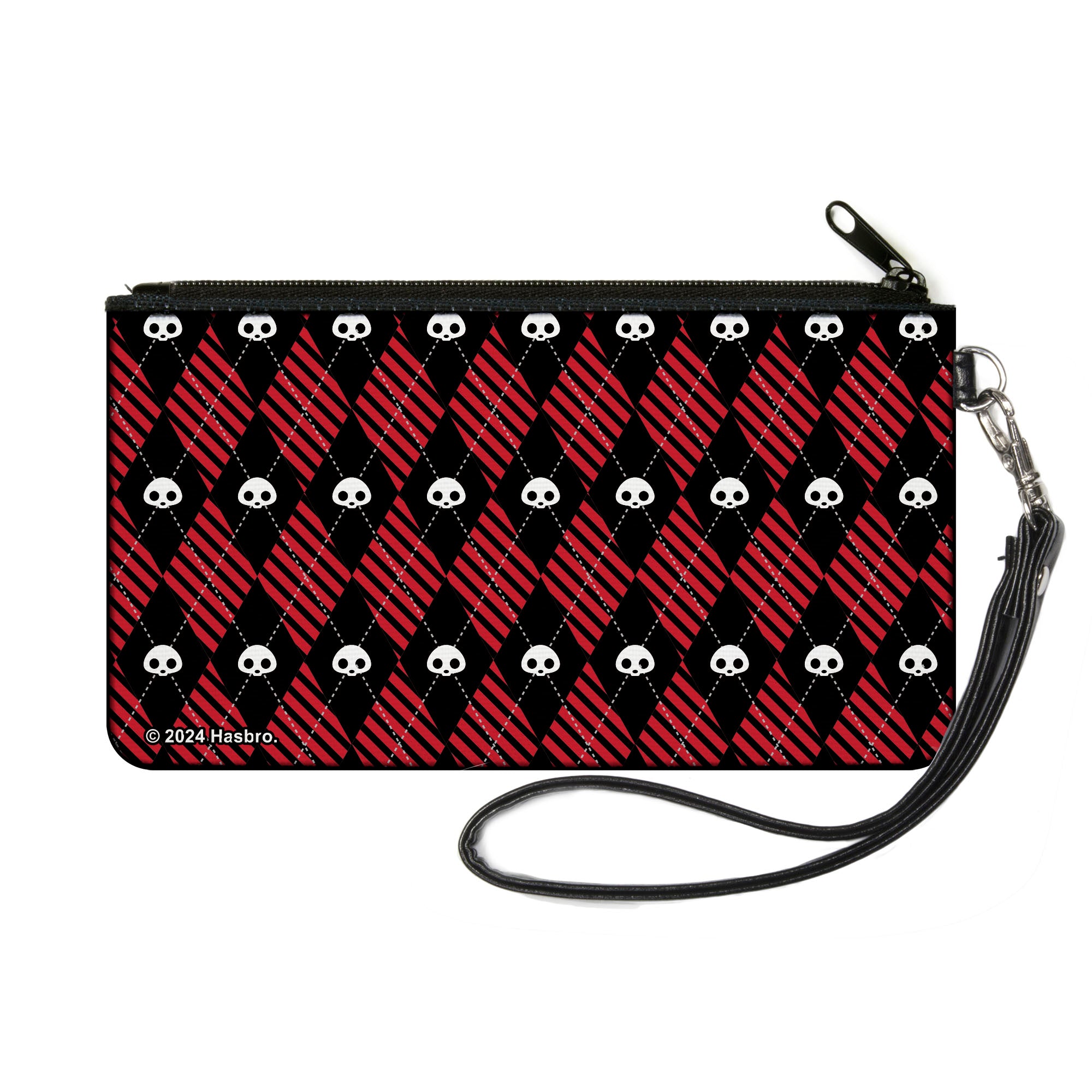 Canvas Zipper Wallet - SMALL - Skelanimals Face Logo Diamond Plaid Black/Red/White Canvas Zipper Wallets Skelanimals