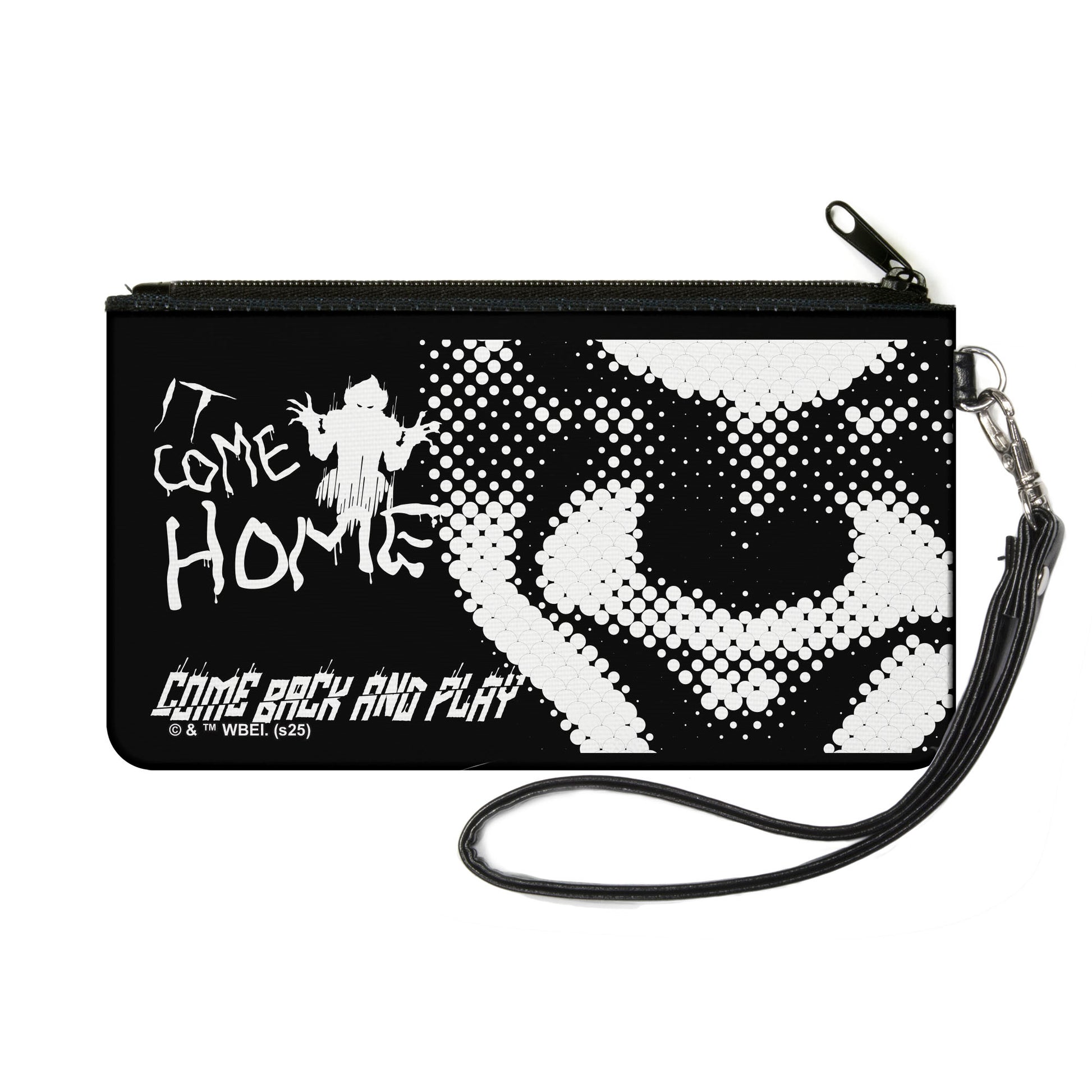 Canvas Zipper Wallet - SMALL - IT Pennywise Face Close-Up COME HOME Black/White Canvas Zipper Wallets IT