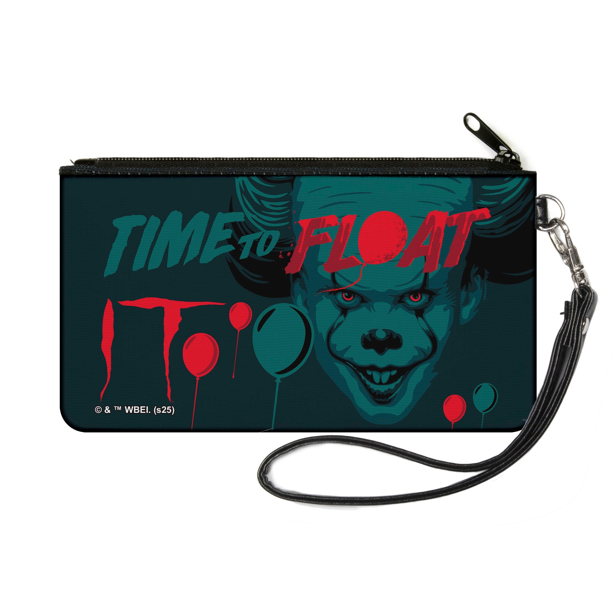 Canvas Zipper Wallet - SMALL - IT Pennywise Face and Balloons TIME TO FLOAT Blues/Reds Canvas Zipper Wallets IT