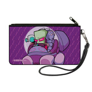 Canvas Zipper Wallet - SMALL - Invader Zim and GIR Voot Cruiser Pose and Bone Purples Canvas Zipper Wallets Invader Zim