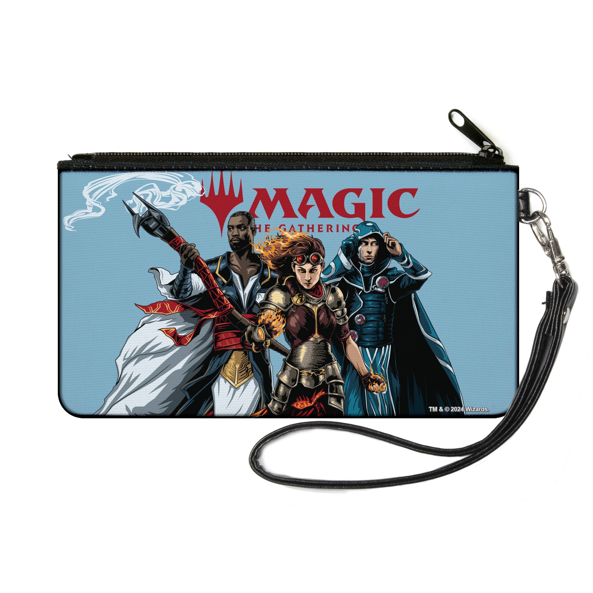 Canvas Zipper Wallet - SMALL - MAGIC THE GATHERING Three Planeswalker Group Pose and Title Logo Light Blue Canvas Zipper Wallets Magic: The Gathering