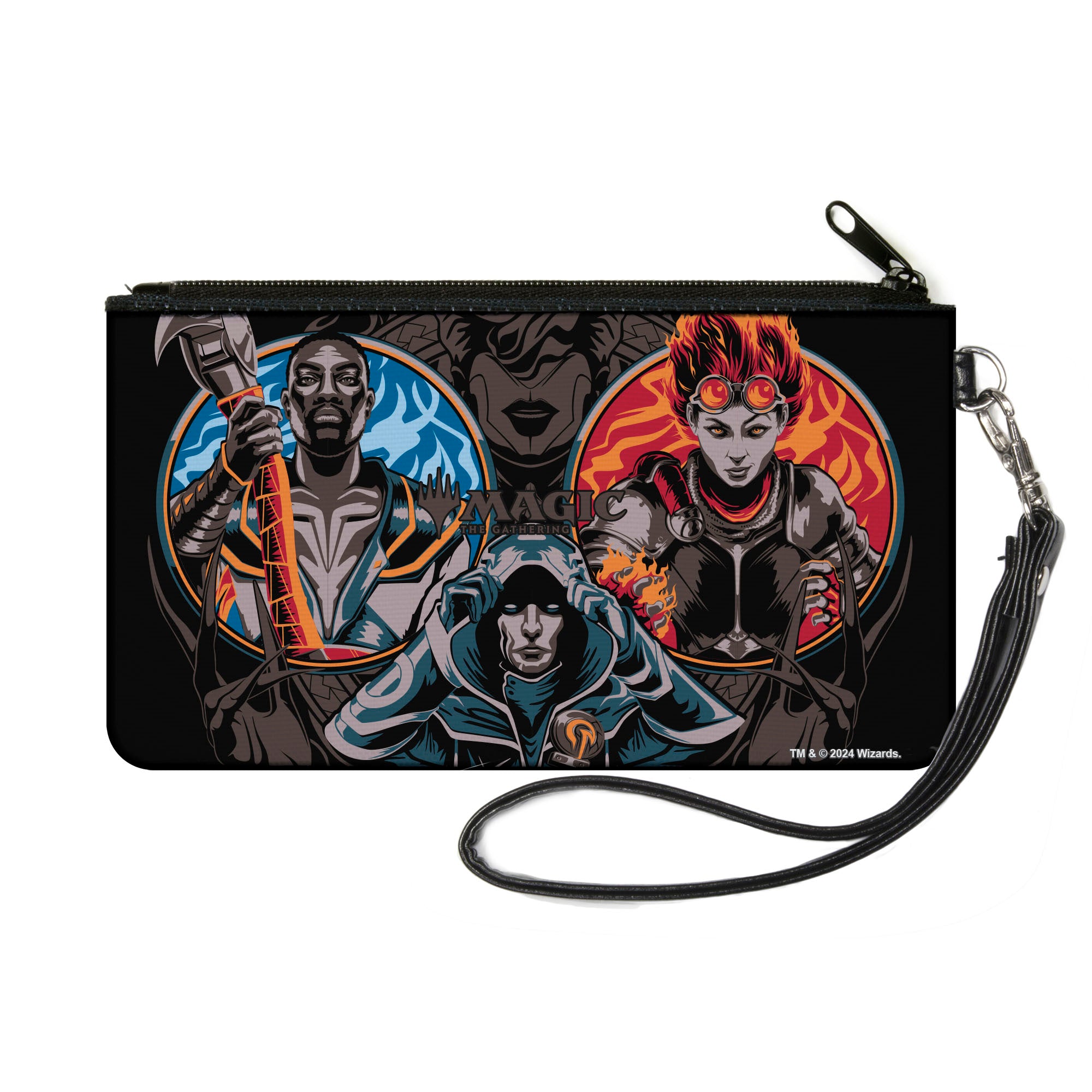 Canvas Zipper Wallet - SMALL - MAGIC THE GATHERING Three Planeswalker Poses and Title Logo Black/Grays/Multi Color Canvas Zipper Wallets Magic: The Gathering