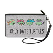 Canvas Zipper Wallet - SMALL - Teenage Mutant Ninja Turtles I ONLY DATE TURTLES Expressions Grays Canvas Zipper Wallets Teenage Mutant Ninja Turtles
