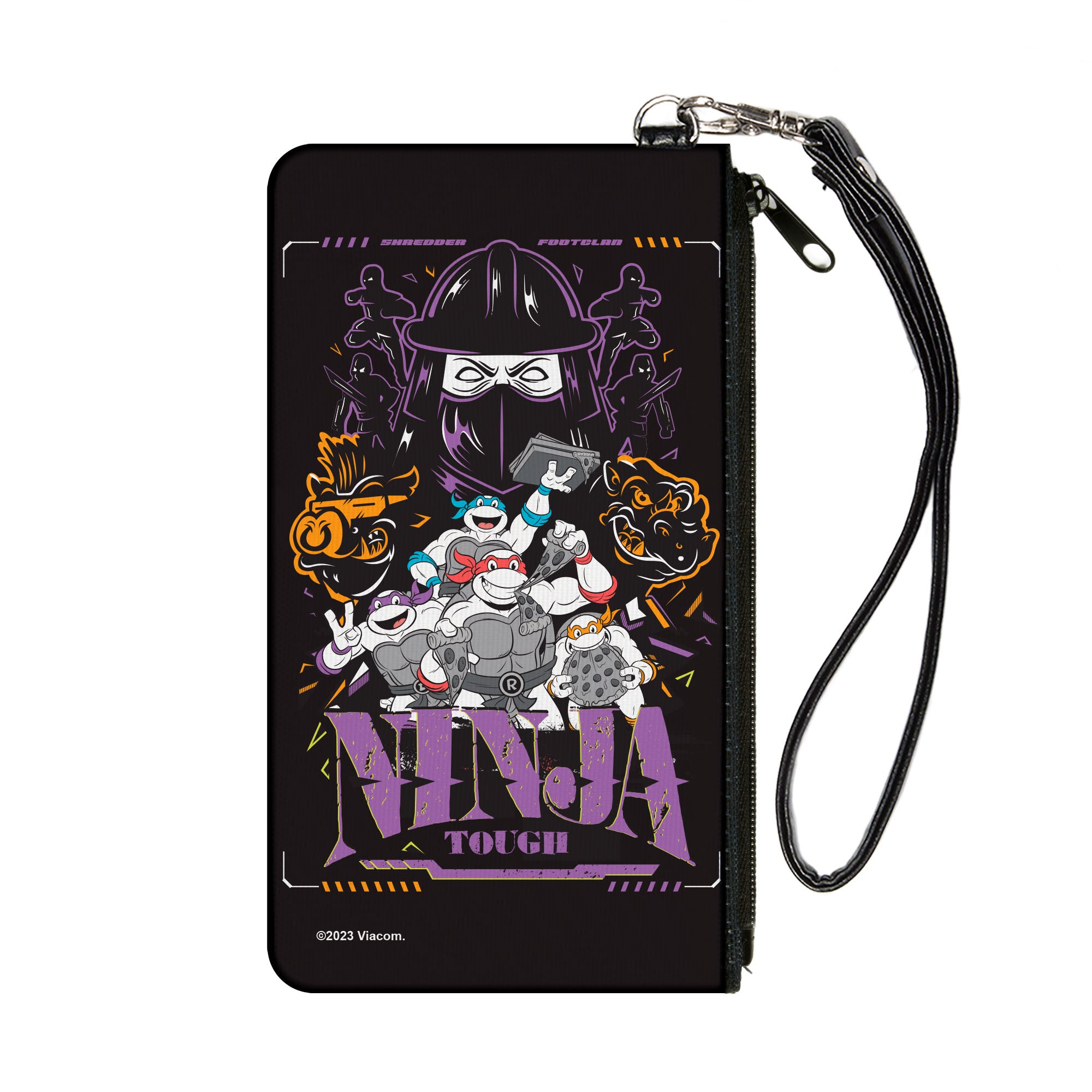 Canvas Zipper Wallet - SMALL - Teenage Mutant Ninja Turtles NINJA TOUGH Group Pose and Enemies Black/Multi Color Canvas Zipper Wallets Teenage Mutant Ninja Turtles