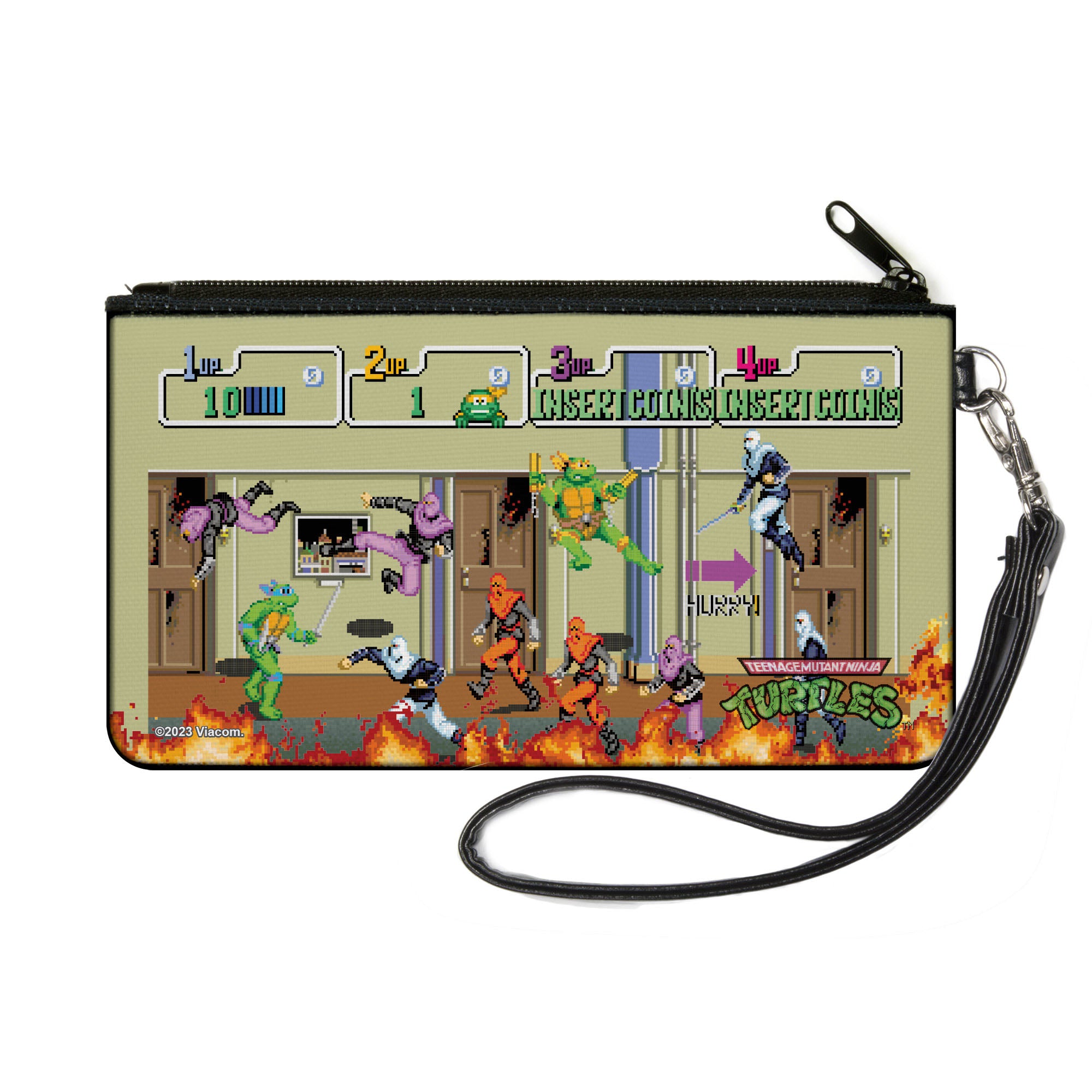 Canvas Zipper Wallet - SMALL - Teenage Mutant Ninja Turtles 8-Bit Video Battle Scene Canvas Zipper Wallets Teenage Mutant Ninja Turtles