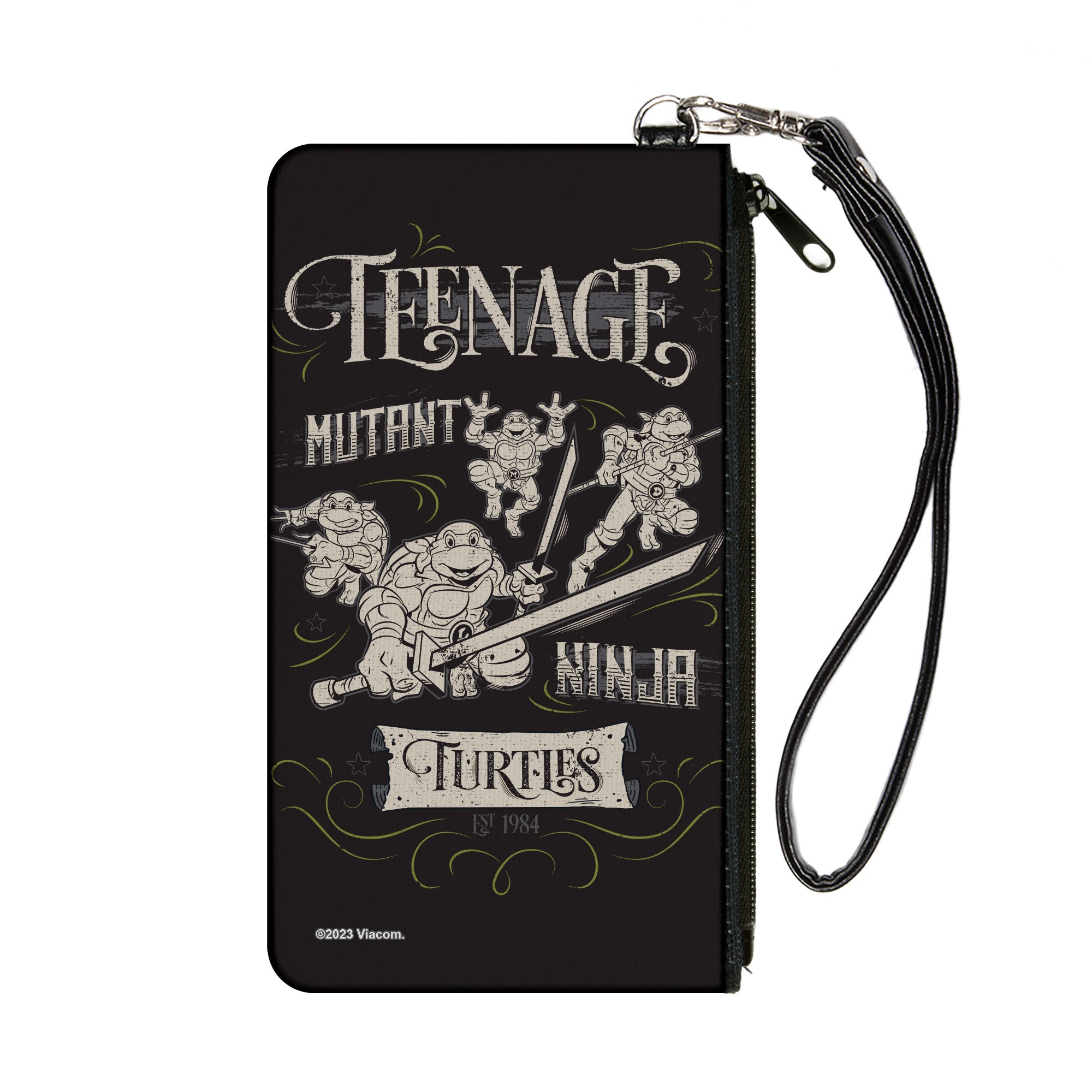 Canvas Zipper Wallet - SMALL - TEENAGE MUTANT NINJA TURTLES Est. 1984 Action Poses Black/White Canvas Zipper Wallets Teenage Mutant Ninja Turtles