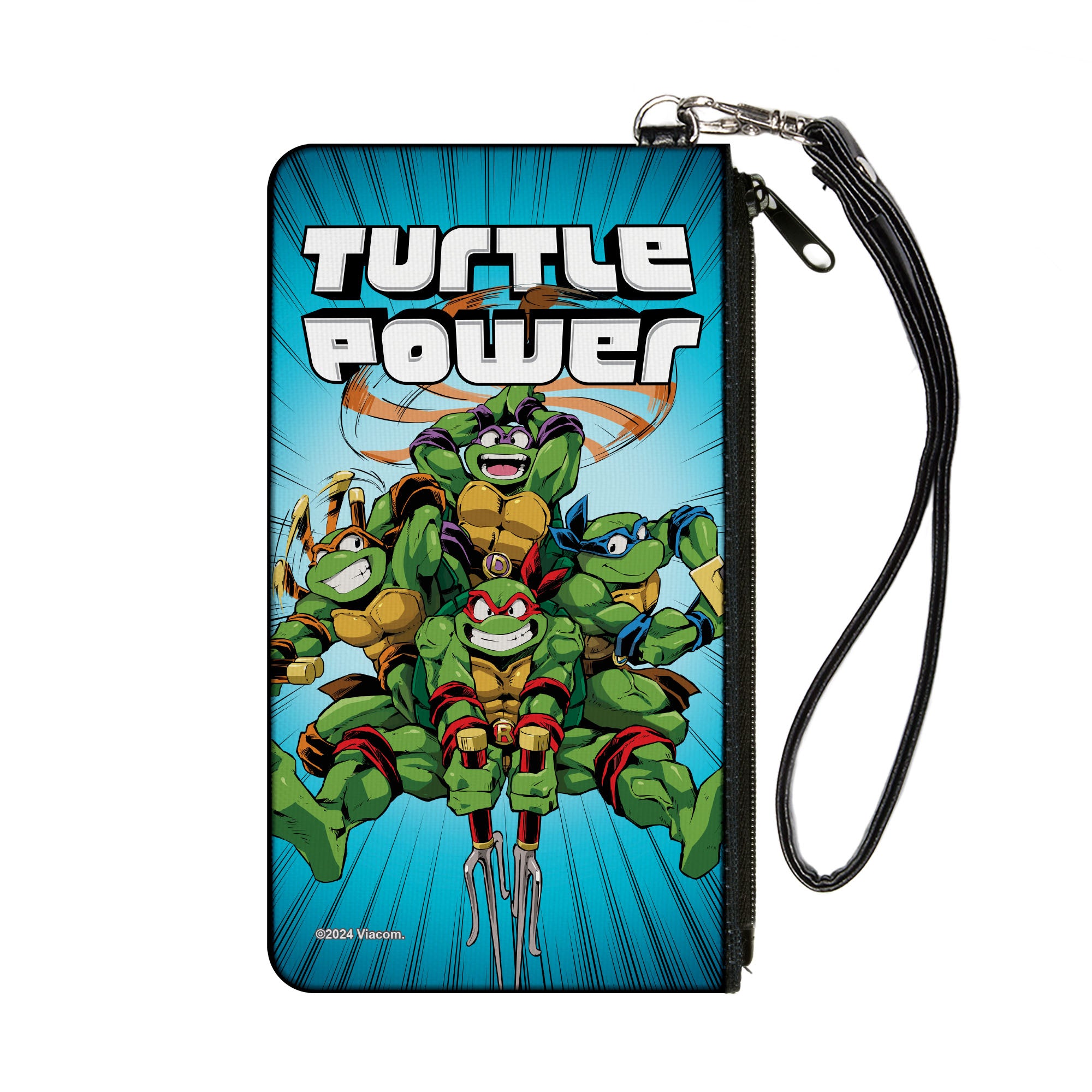 Canvas Zipper Wallet - SMALL - Teenage Mutant Ninja Turtles TURTLE POWER Group Pose Rays Blues Canvas Zipper Wallets Teenage Mutant Ninja Turtles