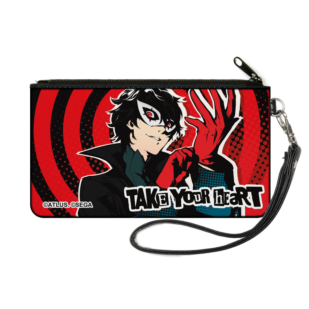 Canvas Zipper Wallet - SMALL - Persona 5 Joker TAKE YOUR HEART Pose Red/Black/White Canvas Zipper Wallets Persona 5