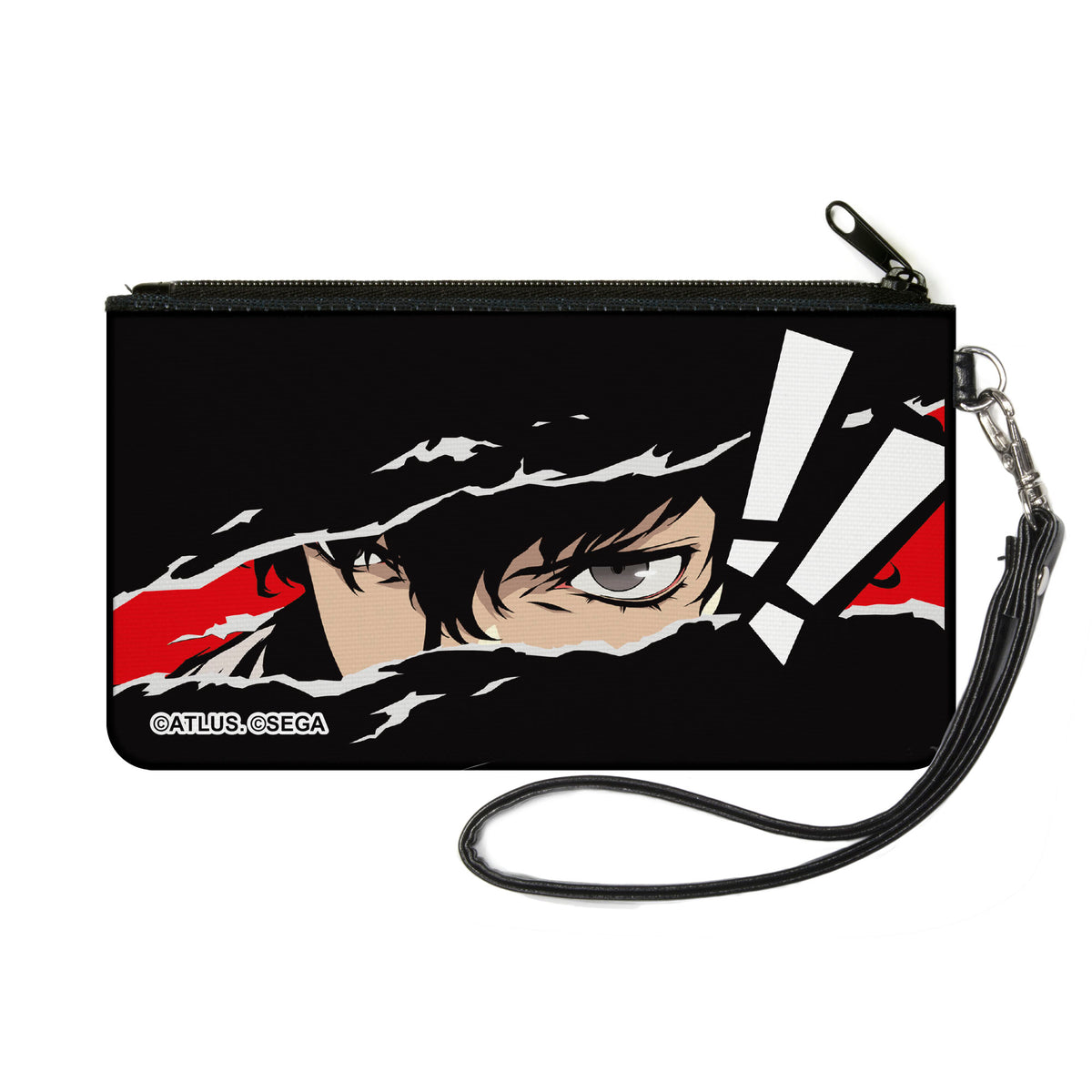 Canvas Zipper Wallet - SMALL - Persona 5 Ren Amamiya Joker Face Close-Up Red/Black/White Canvas Zipper Wallets Persona 5