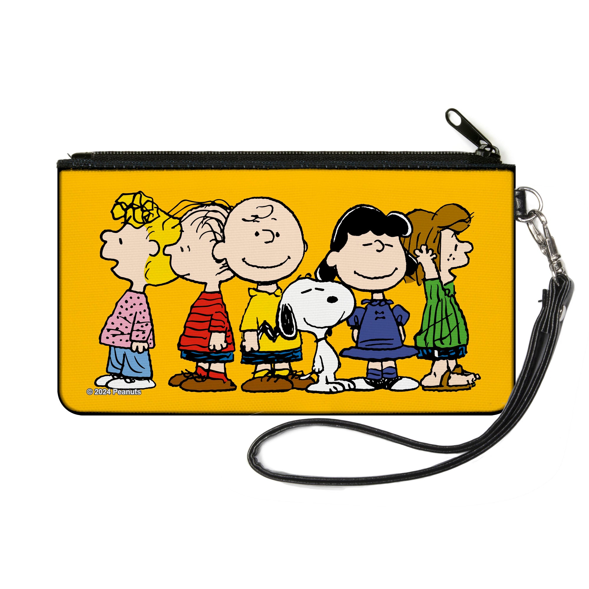 Canvas Zipper Wallet - SMALL - Peanuts Gang Close-Up Group Pose Golden Yellow Canvas Zipper Wallets Peanuts