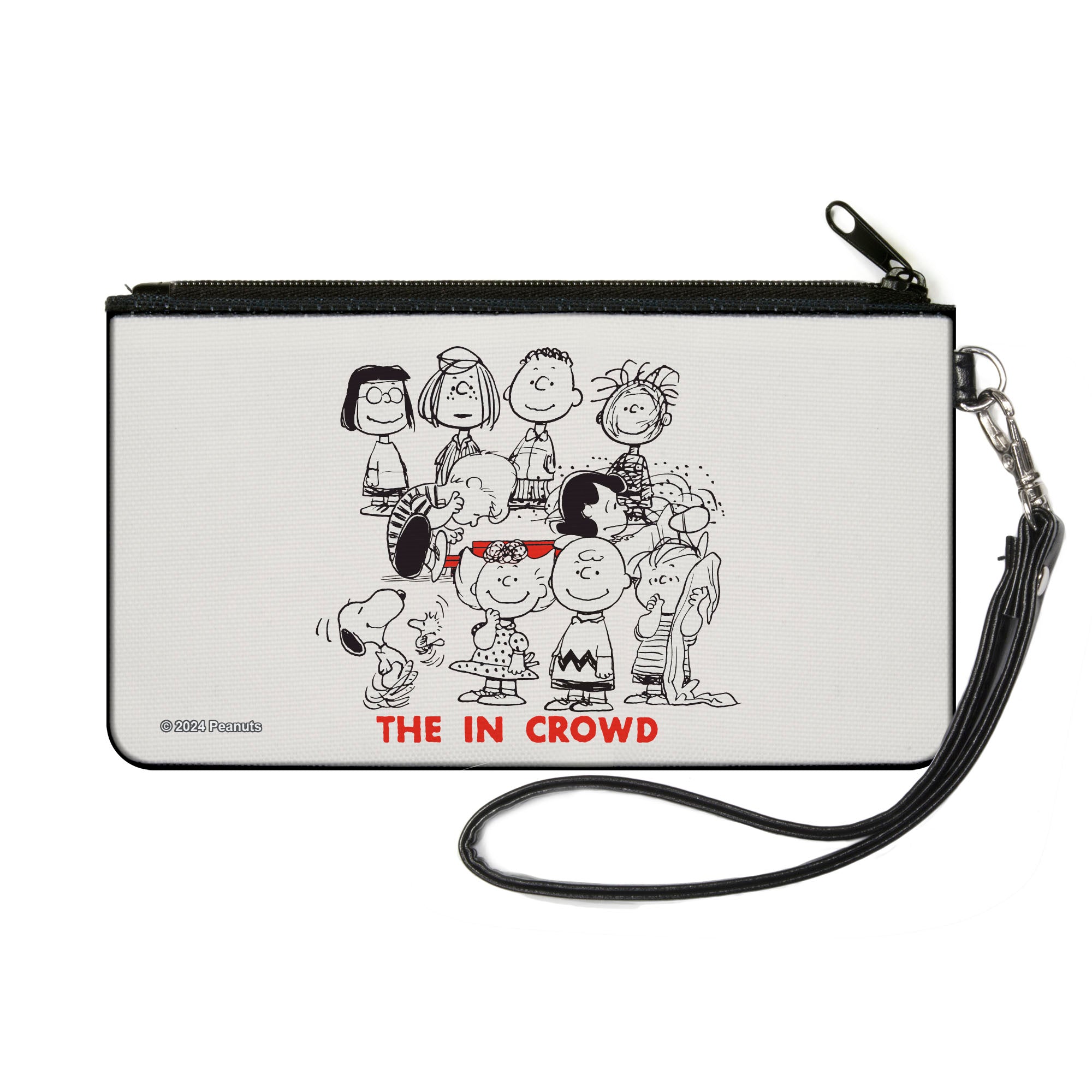 Canvas Zipper Wallet - SMALL - Peanuts Gang THE IN CROWD Group Pose White/Black/Red Canvas Zipper Wallets Peanuts