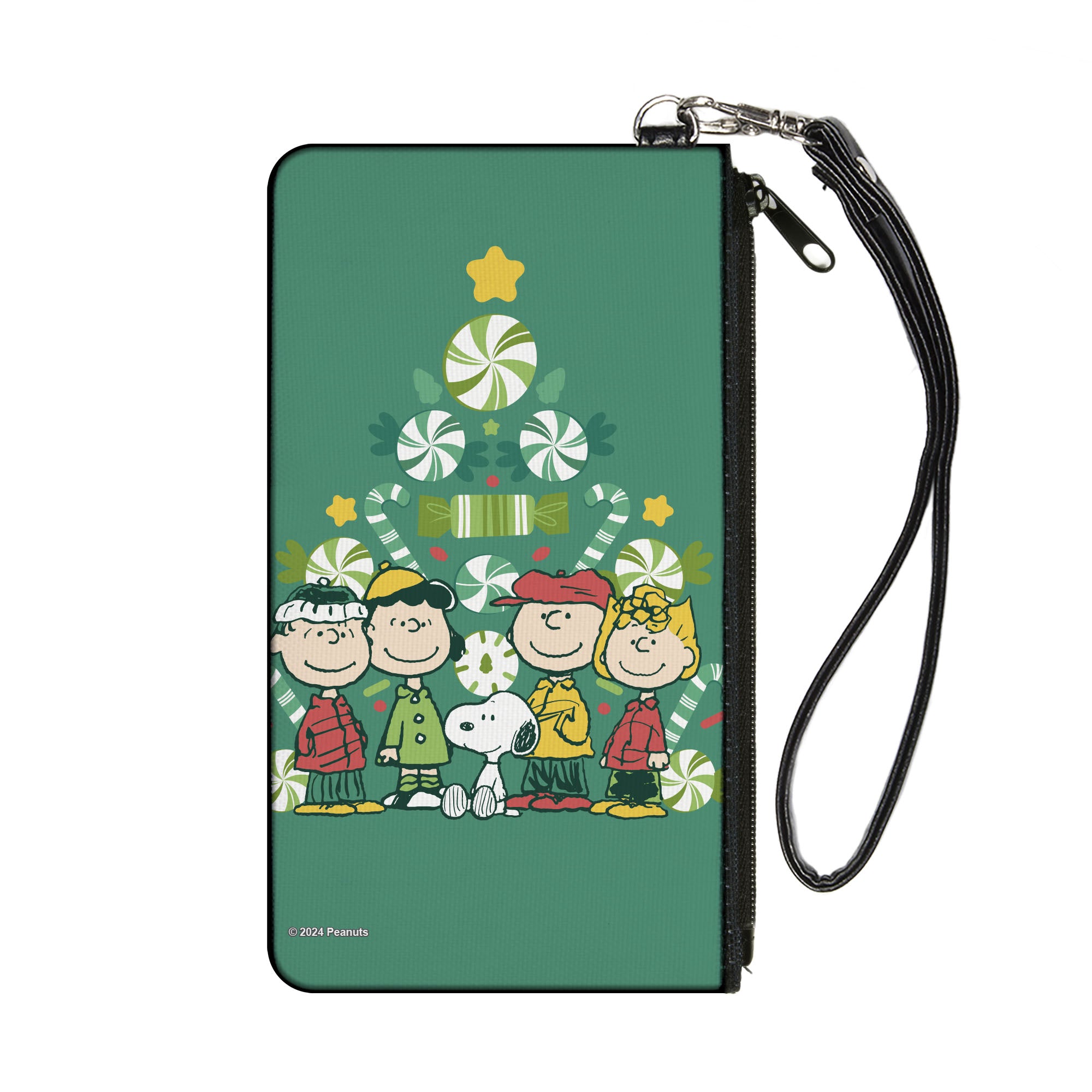 Canvas Zipper Wallet - SMALL - Peanuts Holiday Christmas Tree Group Pose Greens Canvas Zipper Wallets Peanuts
