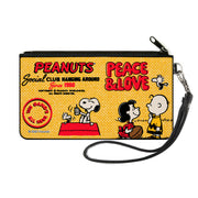 Canvas Zipper Wallet - SMALL - PEANUTS SOCIAL CLUB PEACE & LOVE Scenes Yellow/Red Canvas Zipper Wallets Peanuts
