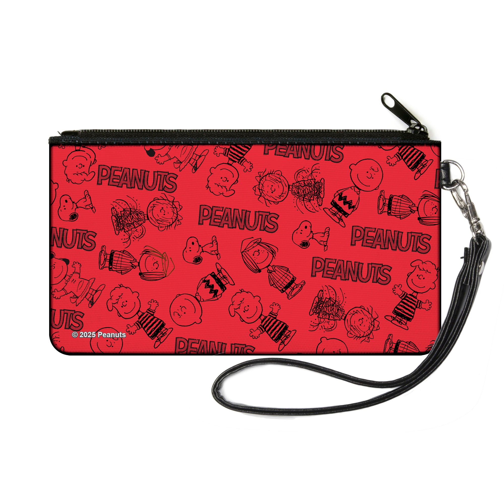 Canvas Zipper Wallet - SMALL - PEANUTS Gang Six Character and Title Logo Collage Red/Black Canvas Zipper Wallets Peanuts