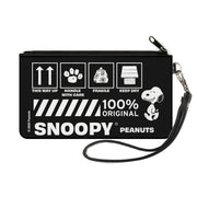 Canvas Zipper Wallet - SMALL - Peanuts SNOOPY Care Symbols 100% ORIGINAL Black/White Canvas Zipper Wallets Peanuts