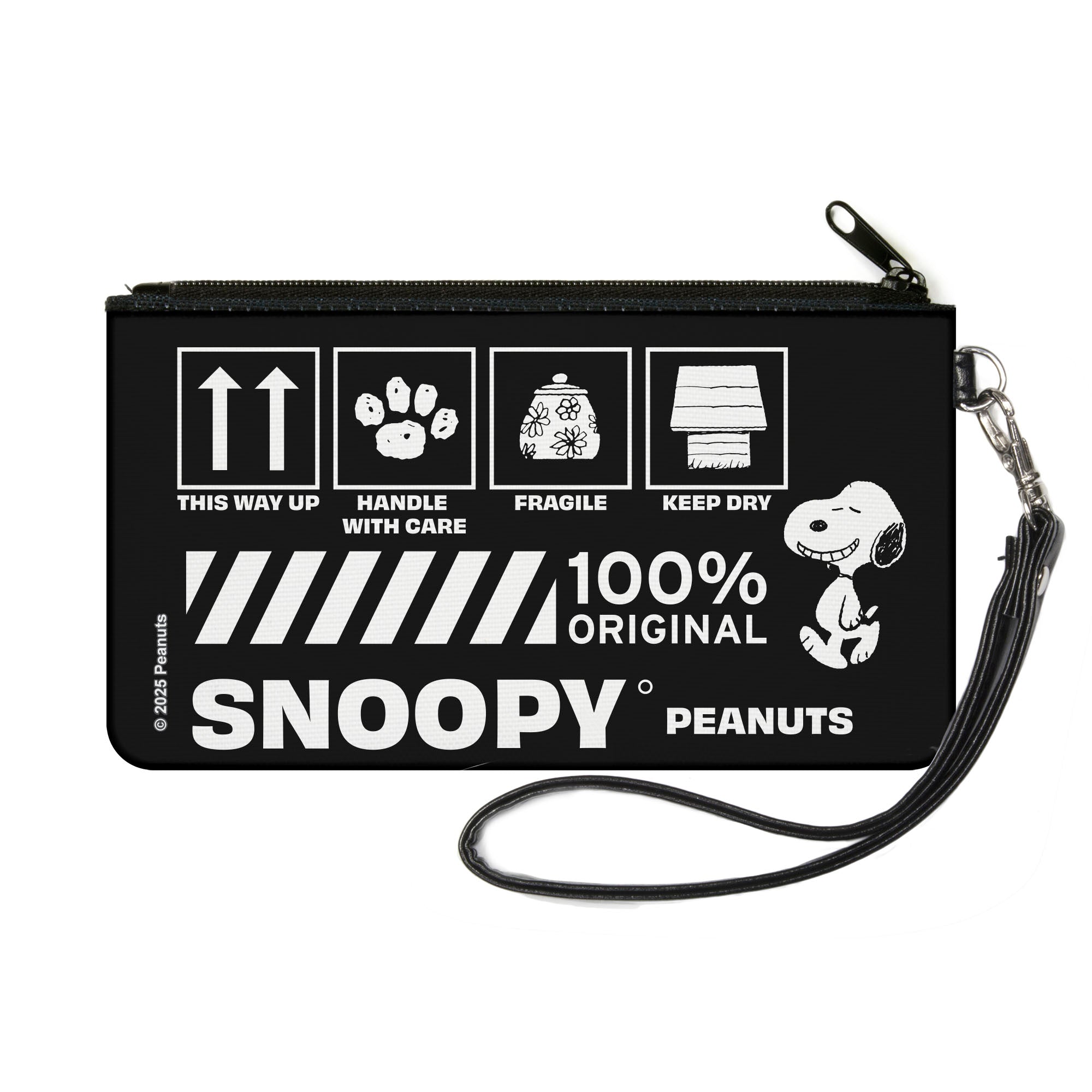 Canvas Zipper Wallet - SMALL - Peanuts SNOOPY Care Symbols 100% ORIGINAL Black/White Canvas Zipper Wallets Peanuts