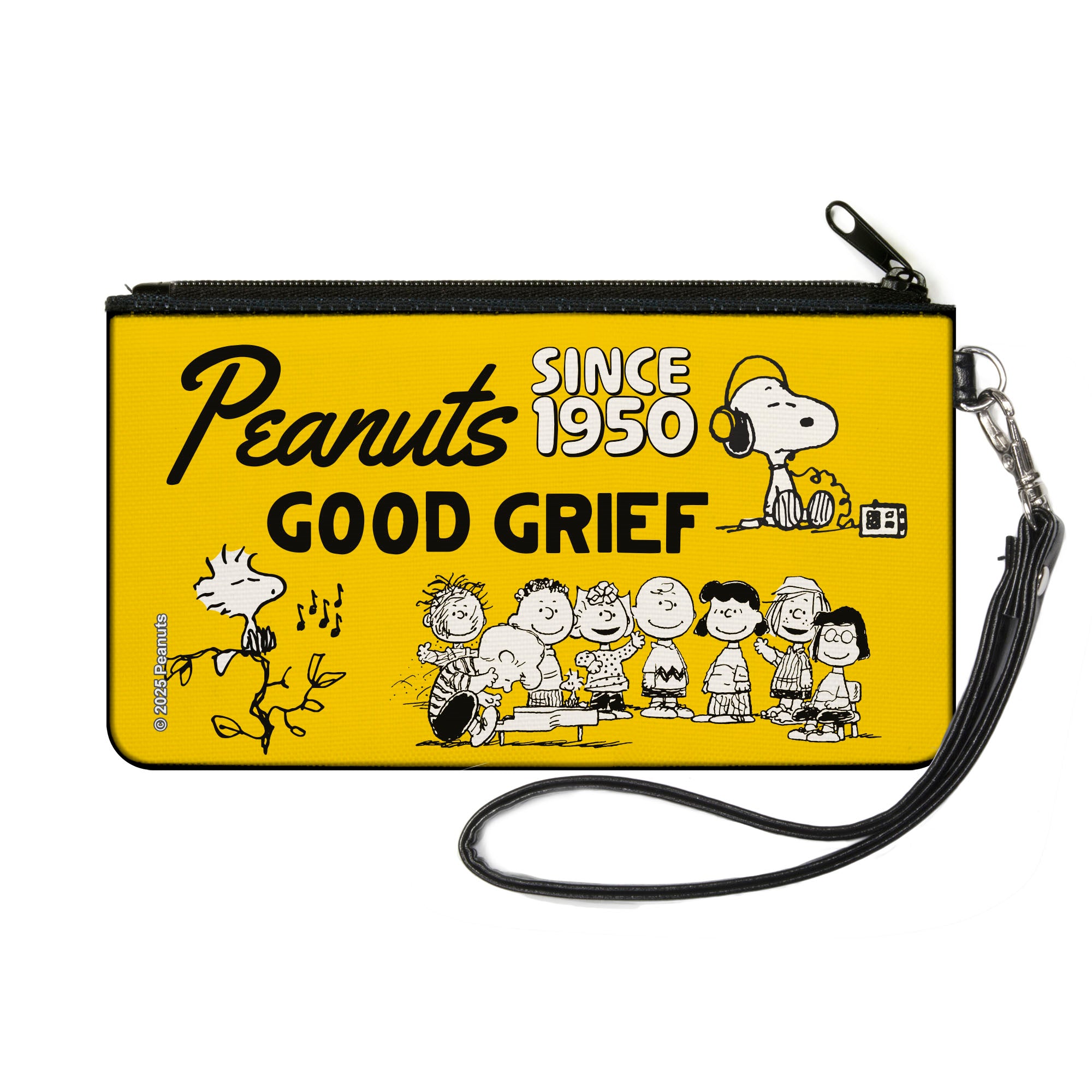 Canvas Zipper Wallet - SMALL - PEANUTS Gang SINCE 1950 GOOD GRIEF Group Pose Yellow/Black Canvas Zipper Wallets Peanuts