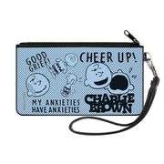 Canvas Zipper Wallet - SMALL - CHARLIE BROWN Poses and Quotes Baby Blue/Black Canvas Zipper Wallets Peanuts