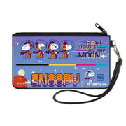 Canvas Zipper Wallet - SMALL - Peanuts SNOOPY FIRST BEAGLE ON THE MOON Poses Blue/Multi Color Canvas Zipper Wallets Peanuts